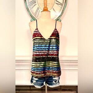Express Vibrant Sequin Striped Camisole